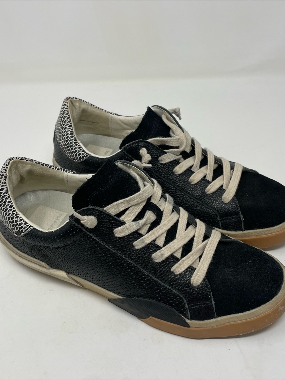 Dolce Vita Black Suede & Leather Sneakers with Tan Soles